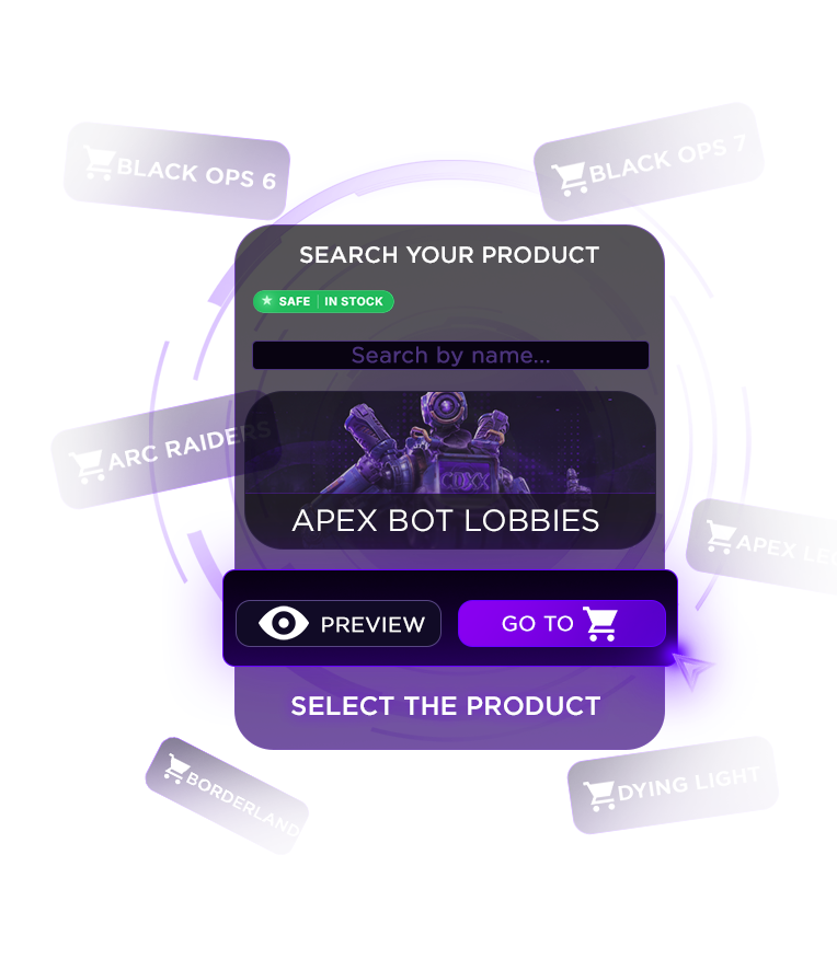 Browse listings: search the category grid and select a product